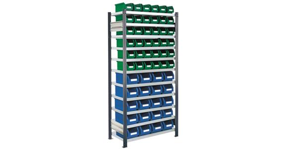 Storage rack 1000x400 H=2000 basic bay 11 shelves 56 easy-view storage bins