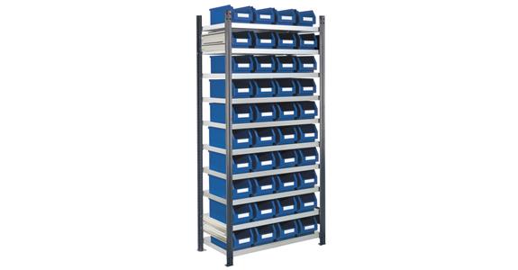 Storage rack 1000x400 H=2000 basic bay 10 shelves 40 easy-view storage bins