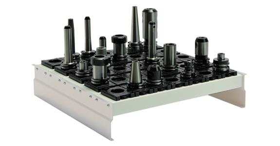 CNC tool holder frame 600x600x130 sheet steel RAL 7035 without inserts for 83955