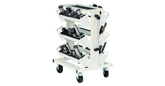 CNC trans. trolley 950x560x630mm RAL 7035 f. max.6 carriers w/o carrier+inserts