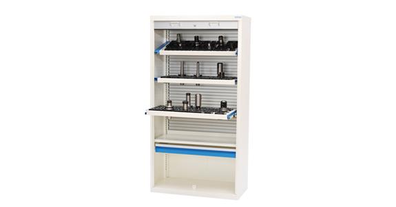 CNC mag. wall cupboard 1950x1000x500mm roll. shutters RAL 7035 w/o frame+shelves