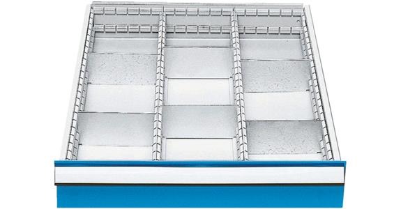 Drawer fixture, centre rails + dividers, series 50/555 mod. 507 H 75 mm