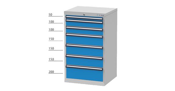 Drawer cabinet C-line 900x575x1020 mm RAL 5012 7 drawers