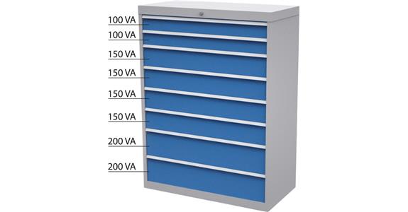Drawer tool cabinet 8 drawers full-extension slide 100 %/50 kg RAL 7035/5010