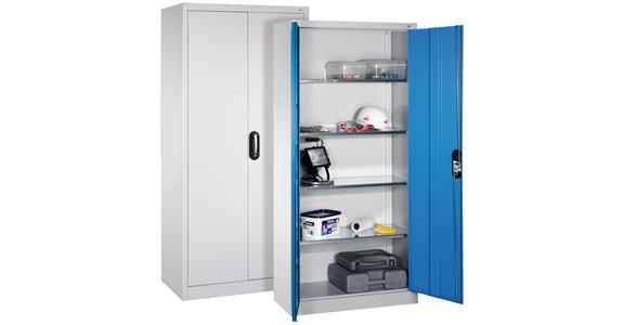 Hinged door tool cabinet 1950X930X400 mm 4 shelves RAL 7035/5010