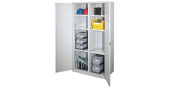 Hvy-dty cab. w/ centr. divider RAL 7035/7035 sld. sh. met. doors 1950x1000x600