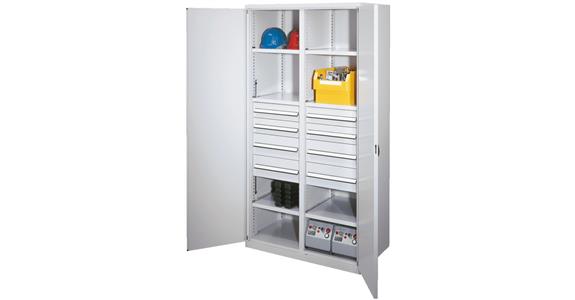 Hvy-dty cab. w/ centr. divider RAL 7035/7035 sld. sh. met. doors 1950x1000x600