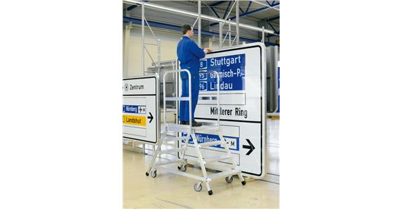 Pojízdné schůdky s plošinou ZARGES Z 600, oboustranné, 5 stupňů, 1,20 m