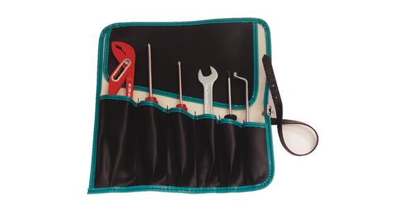 Tool roll, synthetic leather, 8 compartments 740x240 mm empty