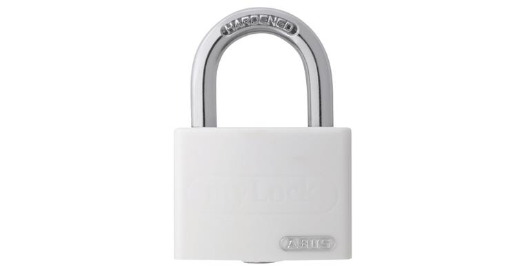 1086930102 Visací zámek myLock, třmen prum. 6,5 mm, bílý, 43x18x61,5 mm