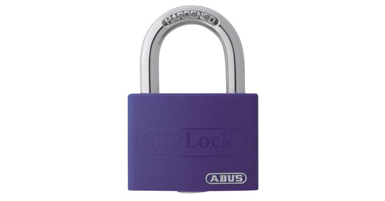 1086930106 Visací zámek myLock, třmen prum. 6,5 mm, fialový, 43x18x61,5 mm