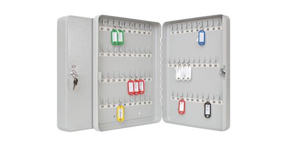 Key cabinet 70 hooks safety lock light grey HxWxD 370x280x60 mm