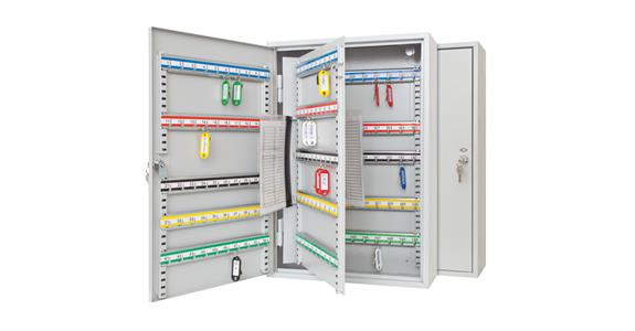Key cabinet 150 hooks safety lock light grey HxWxD 550x380x140 mm