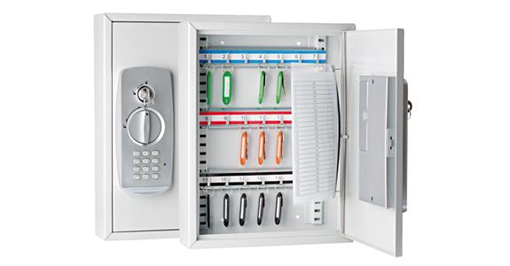 Key cabinet 21 hooks electronic lock light grey HxWxD 350x270x95 mm