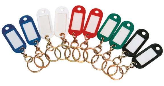 Key rings coloured assorted pack = 10 pieces without numbers