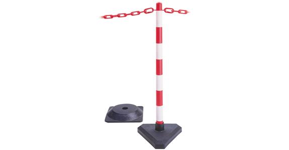 Chain warning post yellow/black hard rubber base square height 870 mm