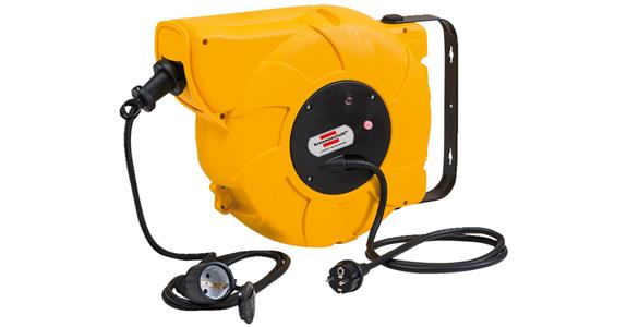Automatic cable winder 9+2 m IP 44 housing yellow cable black