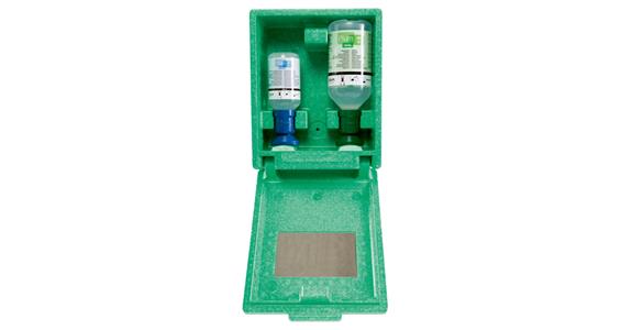 Stanice pro výplach očí s náplní 1x 200 ml fosfátu a 1x 500 ml roztoku NaCl