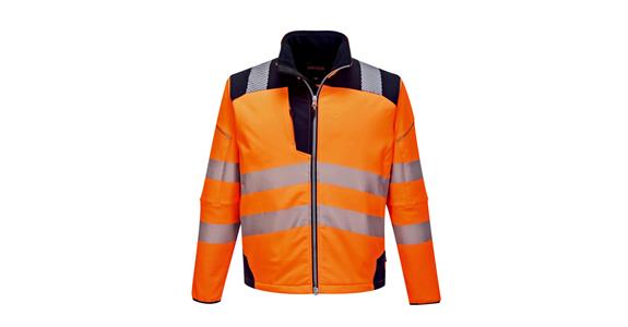 Výstražná softshellová bunda PW3, oranžová/černá, třída 3, S