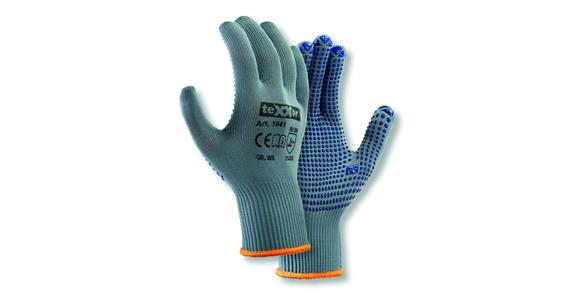 Nylon. jemně plet. rukavice PVC nopky na dlaních, balení po 12 párech, vel. 10