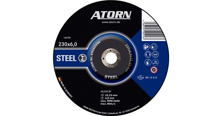 1044601304 Hrubovací kotouč na ocel/litinu – typ AS30R-BF, 230 x 6 x 22,23 mm