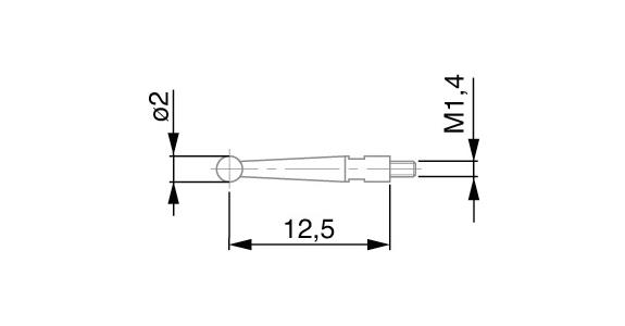 Měřicí dotyková sonda TESATAST, průměr 2 mm, hrot z tvrdokovu, typ Y60 / 2 W