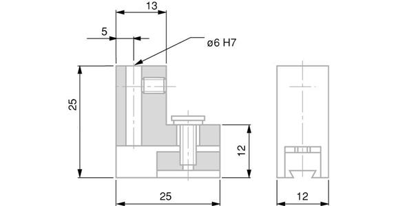 Držák měřicích dotyků TESA VBL s 1 vertikálním otvorem, 6 mm
