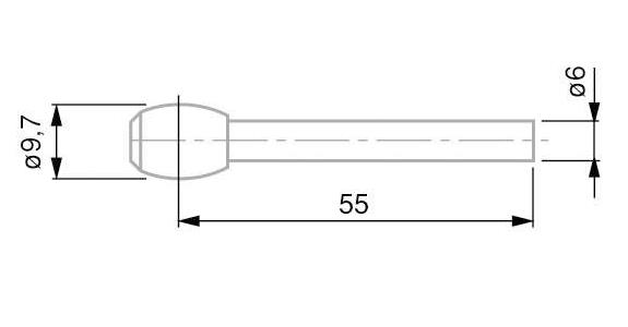 Měřicí dotyk TESA, soudečkový, 9,7 mm (pro M12–M150)