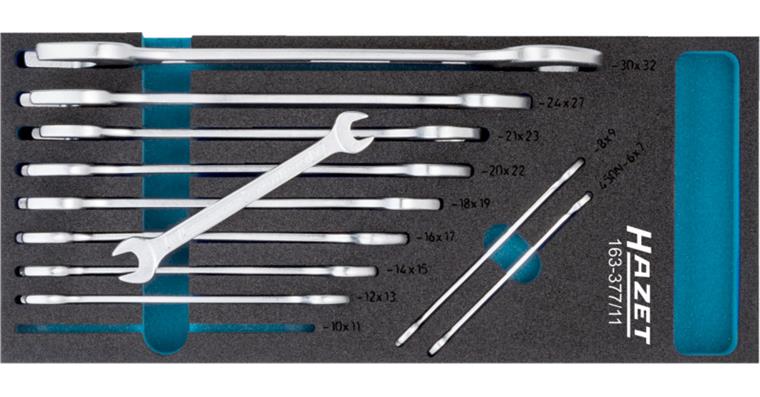 1001210526 double open-end wrench set 11-piece hexagon socket 6x7-30x32