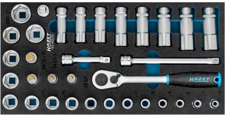 1001211221 Socket wrench set 33-piece 3/8 inch 163-483/33