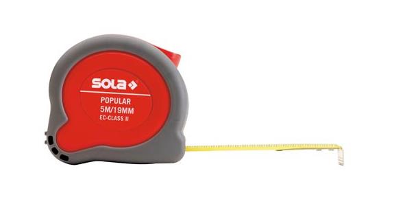 Roll tape measure Popular 5 m, tape width 19mm, precision class II, red