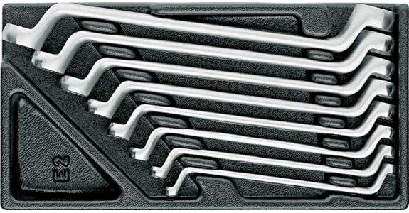Depressed centre box-end wrench set 8 pcs, in 1/3 tool module, AF 6x7-20x22 mm