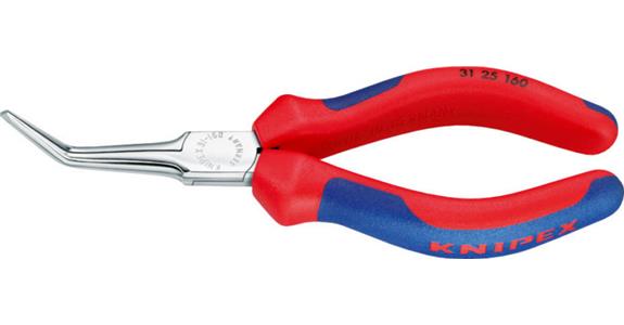 Needle-nose pliers bent 160mm CV-elec. steel handles w. slip guard DIN/ISO 57423