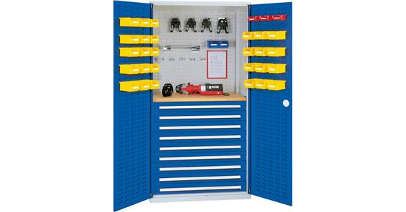 Cabinet with perforated panel door, mod. 7, 7035/5012, 9 drawers