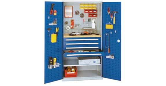 Cabinet with slotted panel door, mod. 3, 7035, 1 shelf, 4 drawers