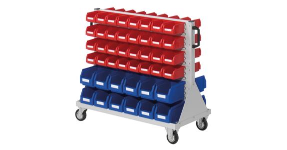 Trolley 890x1000x500mm double-sided w/ easy-view storage bins 24xsz6 64xsz7