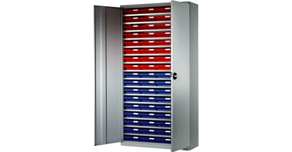 Úložná skříň V1950DxŠx1000xH410 mm včetně 68 boxů RAL 7035