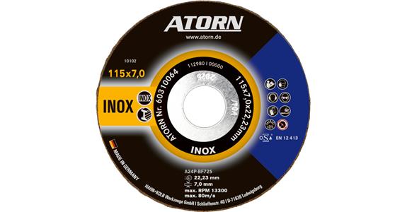 Hrubovací kotouč ATORN INOX 115x7x22,23 mm