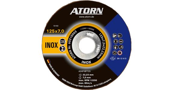 Hrubovací kotouč ATORN INOX 125x7x22,23 mm