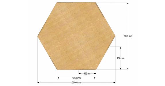 Horní deska šestihranného dílenského stolu Š2500xH2165xV40 mm, bukový multiplex