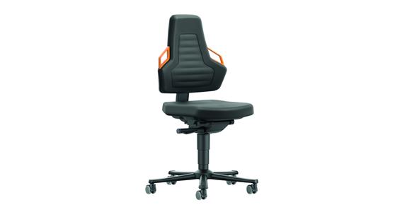 Otoč. prac. židle Nexxit 2 výš. sedáku 450–600mm s kol. Supertec oranž. rukojeť