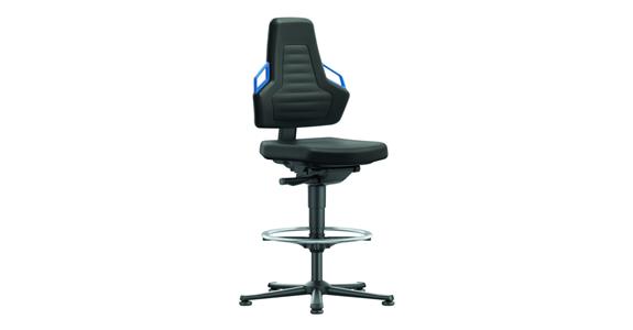 Otoč. prac. židle Nexxit 3 výš. sedáku 570–820mm kluzy černá látka modrá rukoj.