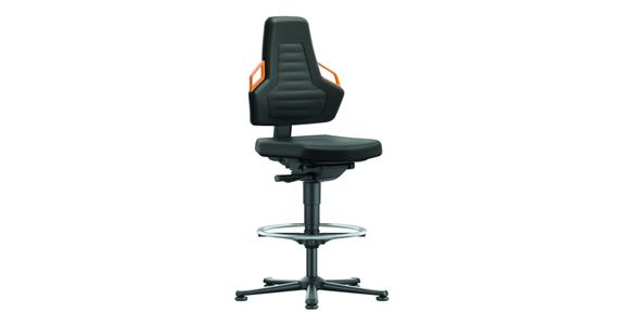 Otoč. prac. židle Nexxit 3 výš. sedáku 570–820mm kluzy černá látka oranž. rukoj.