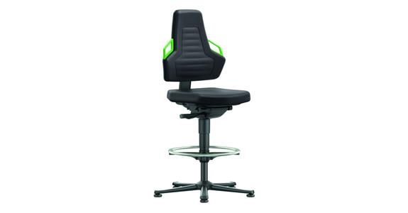 Otoč. prac. židle Nexxit 3 výš. sedáku 570–820mm kluzy černá látka zelená rukoj.