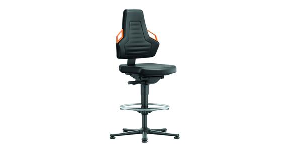 Otoč. prac. židle Nexxit 3 výš. sedáku 570–820mm kluzy uměl. kůže oranž. rukoj.