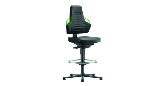 Otoč. prac. židle Nexxit 3 výš. sedáku 570–820mm kluzy uměl. kůže zelená rukoj.