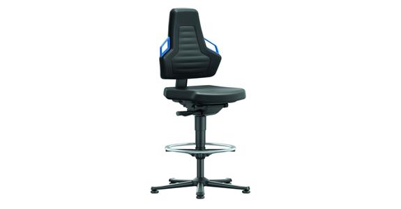 Otoč. prac. židle Nexxit 3 výš. sedáku 570–820mm s kluzy pěna PU modrá rukoj.