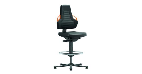 Otoč. prac. židle Nexxit 3 výš. sedáku 570–820mm s kluzy pěna PU oranž. rukojeť