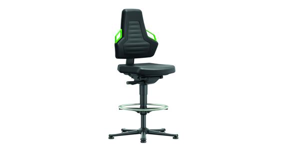 Otoč. prac. židle Nexxit 3 výš. sedáku 570–820mm s kluzy pěna PU zelená rukojeť