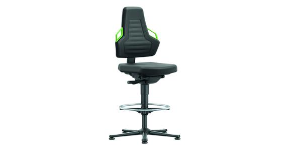 Otoč. prac. židle Nexxit 3 výš. sedáku 570–820mm s kluzy Supertec zelená rukoj.